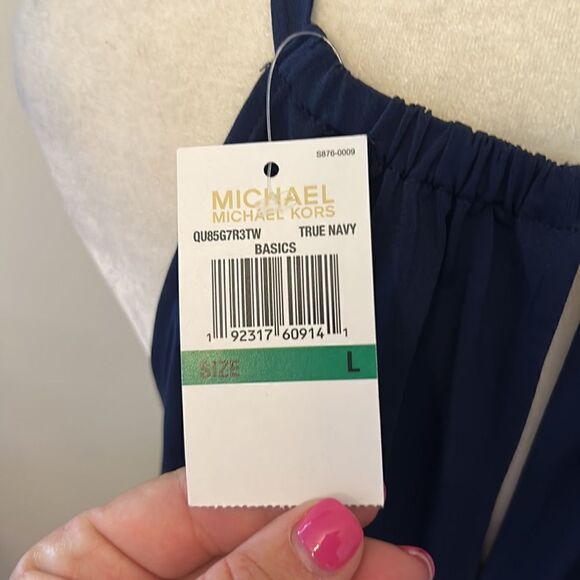 Michael Michael Kors navy halter top with ruffle bottom Size L New - Picture 9 of 13